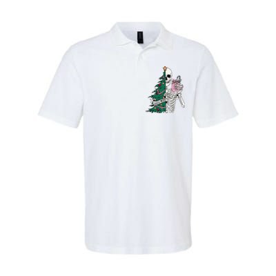 Funny Christmas Sorta Merry Sorta Scary Skeleton Xmas Tree Softstyle Adult Sport Polo