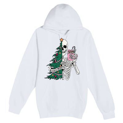 Funny Christmas Sorta Merry Sorta Scary Skeleton Xmas Tree Premium Pullover Hoodie