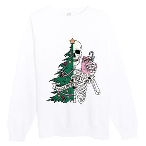 Funny Christmas Sorta Merry Sorta Scary Skeleton Xmas Tree Premium Crewneck Sweatshirt