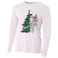 Funny Christmas Sorta Merry Sorta Scary Skeleton Xmas Tree Cooling Performance Long Sleeve Crew