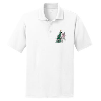 Funny Christmas Sorta Merry Sorta Scary Skeleton Xmas Tree PosiCharge RacerMesh Polo