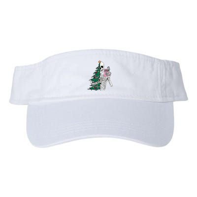 Funny Christmas Sorta Merry Sorta Scary Skeleton Xmas Tree Valucap Bio-Washed Visor
