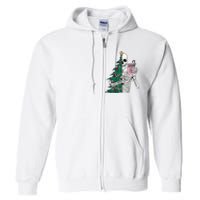 Funny Christmas Sorta Merry Sorta Scary Skeleton Xmas Tree Full Zip Hoodie