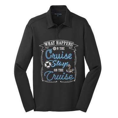 Funny Cruise Ship Vacation Gift What Happens Stays Gift Silk Touch Performance Long Sleeve Polo