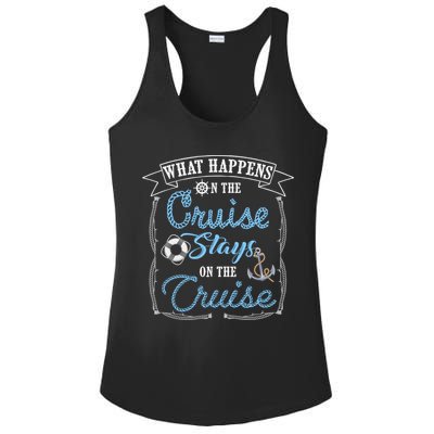 Funny Cruise Ship Vacation Gift What Happens Stays Gift Ladies PosiCharge Competitor Racerback Tank