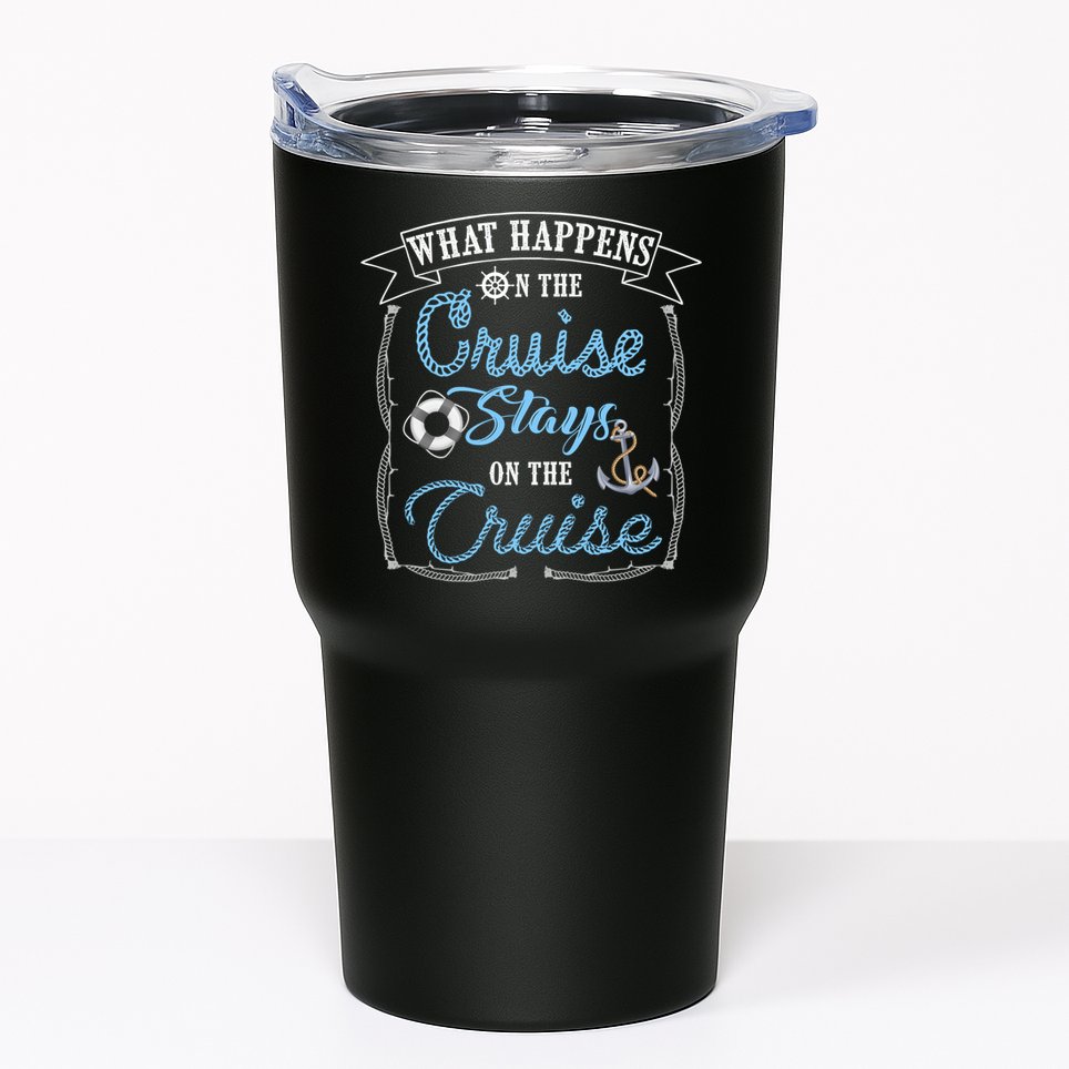 Funny Cruise Ship Vacation Gift What Happens Stays Gift Tumbler
