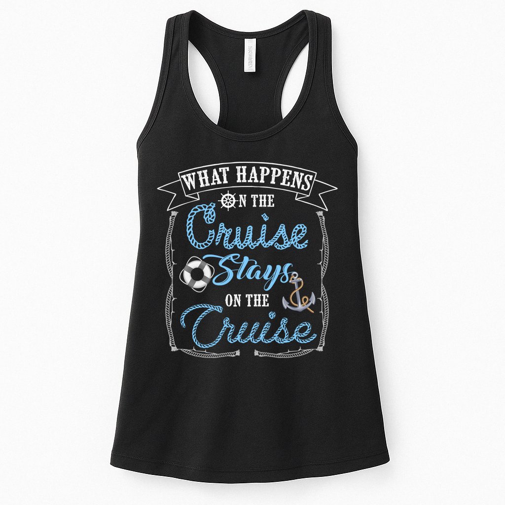 Funny Cruise Ship Vacation Gift What Happens Stays Gift Womens Tank Top