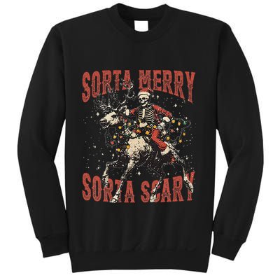 Funny Christmas Sorta Merry Sorta Scary Skeleton Xmas Tree Sweatshirt