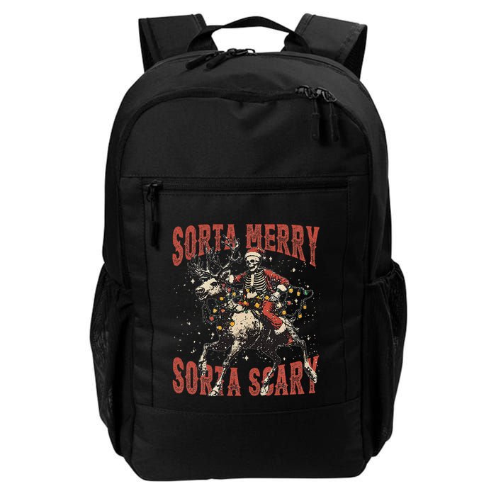Funny Christmas Sorta Merry Sorta Scary Skeleton Xmas Tree Backpack
