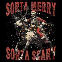 Funny Christmas Sorta Merry Sorta Scary Skeleton Xmas Tree Bucket Hat