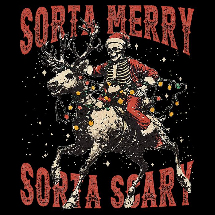 Funny Christmas Sorta Merry Sorta Scary Skeleton Xmas Tree Bucket Hat
