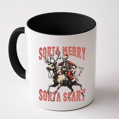 Funny Christmas Sorta Merry Sorta Scary Skeleton Xmas Tree Mug