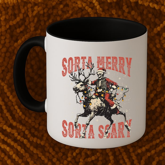 Funny Christmas Sorta Merry Sorta Scary Skeleton Xmas Tree Mug