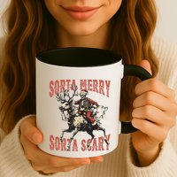 Funny Christmas Sorta Merry Sorta Scary Skeleton Xmas Tree Mug