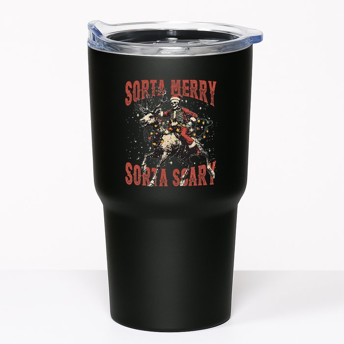 Funny Christmas Sorta Merry Sorta Scary Skeleton Xmas Tree Tumbler