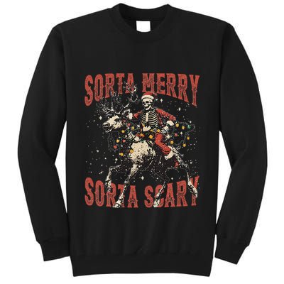 Funny Christmas Sorta Merry Sorta Scary Skeleton Xmas Tree Tall Sweatshirt