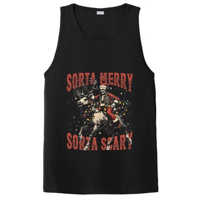 Funny Christmas Sorta Merry Sorta Scary Skeleton Xmas Tree PosiCharge Competitor Tank