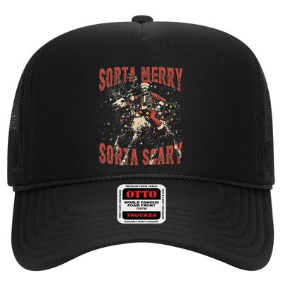 Funny Christmas Sorta Merry Sorta Scary Skeleton Xmas Tree Trucker Hat