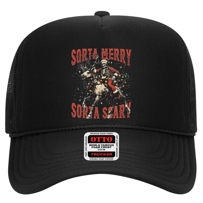 Funny Christmas Sorta Merry Sorta Scary Skeleton Xmas Tree Trucker Hat
