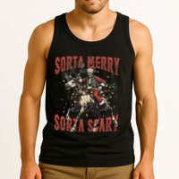 Funny Christmas Sorta Merry Sorta Scary Skeleton Xmas Tree Tank Top