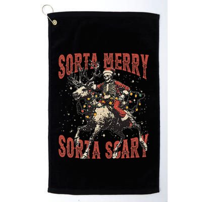 Funny Christmas Sorta Merry Sorta Scary Skeleton Xmas Tree Golf Towel