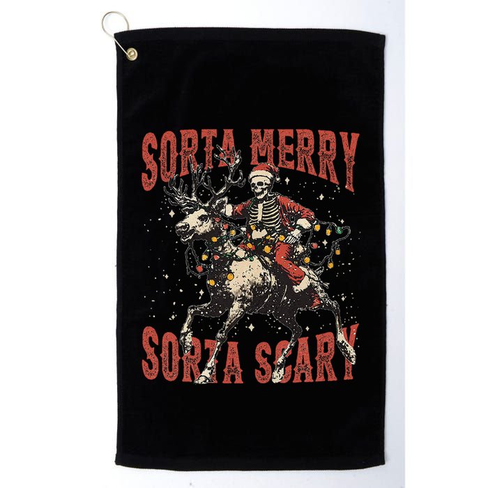 Funny Christmas Sorta Merry Sorta Scary Skeleton Xmas Tree Golf Towel
