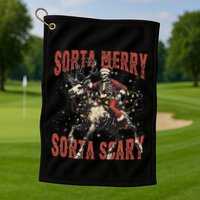 Funny Christmas Sorta Merry Sorta Scary Skeleton Xmas Tree Golf Towel