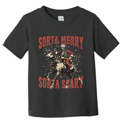Funny Christmas Sorta Merry Sorta Scary Skeleton Xmas Tree Toddler T-Shirt