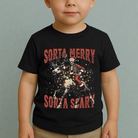 Funny Christmas Sorta Merry Sorta Scary Skeleton Xmas Tree Toddler T-Shirt