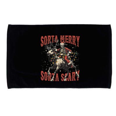 Funny Christmas Sorta Merry Sorta Scary Skeleton Xmas Tree Microfiber Hand Towel