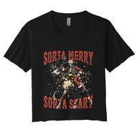Funny Christmas Sorta Merry Sorta Scary Skeleton Xmas Tree Crop Top