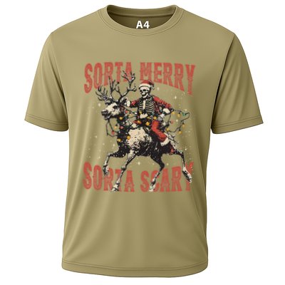 Funny Christmas Sorta Merry Sorta Scary Skeleton Xmas Tree Performance Shirt