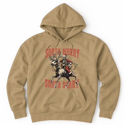 Funny Christmas Sorta Merry Sorta Scary Skeleton Xmas Tree Hoodie