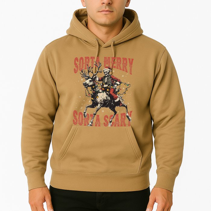 Funny Christmas Sorta Merry Sorta Scary Skeleton Xmas Tree Hoodie