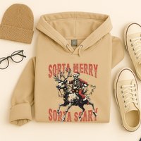 Funny Christmas Sorta Merry Sorta Scary Skeleton Xmas Tree Hoodie