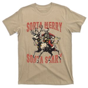 Funny Christmas Sorta Merry Sorta Scary Skeleton Xmas Tree T-Shirt