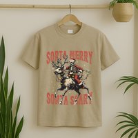 Funny Christmas Sorta Merry Sorta Scary Skeleton Xmas Tree T-Shirt