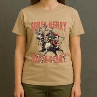 Funny Christmas Sorta Merry Sorta Scary Skeleton Xmas Tree T-Shirt