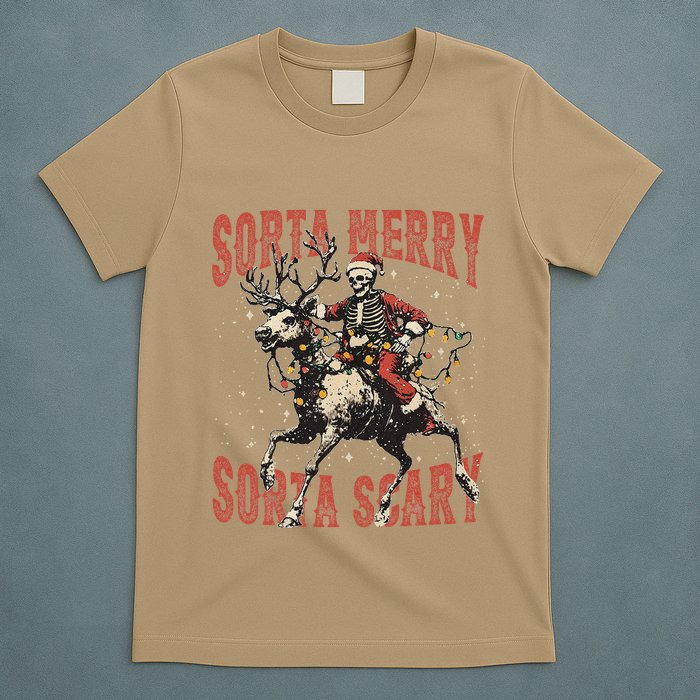 Funny Christmas Sorta Merry Sorta Scary Skeleton Xmas Tree T-Shirt