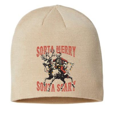 Funny Christmas Sorta Merry Sorta Scary Skeleton Xmas Tree Sustainable Beanie