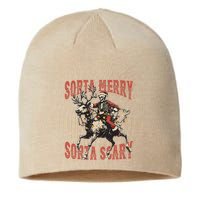 Funny Christmas Sorta Merry Sorta Scary Skeleton Xmas Tree Sustainable Beanie