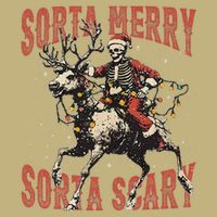 Funny Christmas Sorta Merry Sorta Scary Skeleton Xmas Tree Sustainable Beanie