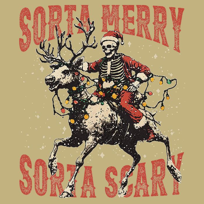 Funny Christmas Sorta Merry Sorta Scary Skeleton Xmas Tree Sustainable Beanie