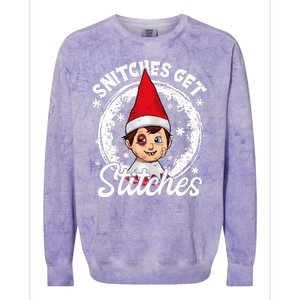 Funny Christmas Snitches Get Stitches Colorblast Crewneck Sweatshirt