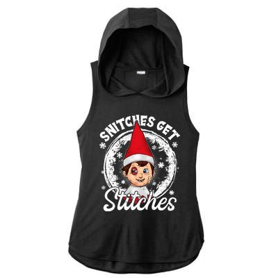 Funny Christmas Snitches Get Stitches Ladies PosiCharge Tri-Blend Wicking Draft Hoodie Tank