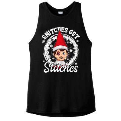 Funny Christmas Snitches Get Stitches Ladies PosiCharge Tri-Blend Wicking Tank