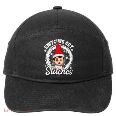 Funny Christmas Snitches Get Stitches 7-Panel Snapback Hat