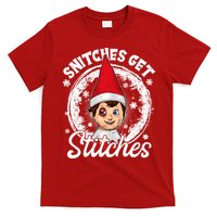 Funny Christmas Snitches Get Stitches T-Shirt