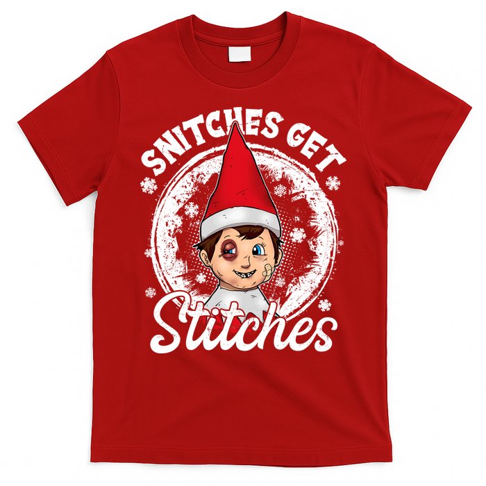 Funny Christmas Snitches Get Stitches T-Shirt