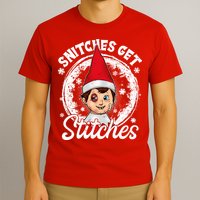 Funny Christmas Snitches Get Stitches T-Shirt
